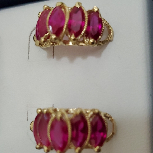 Solid 14k Solid Gold & Ruby Earrings - Picture 4 of 7